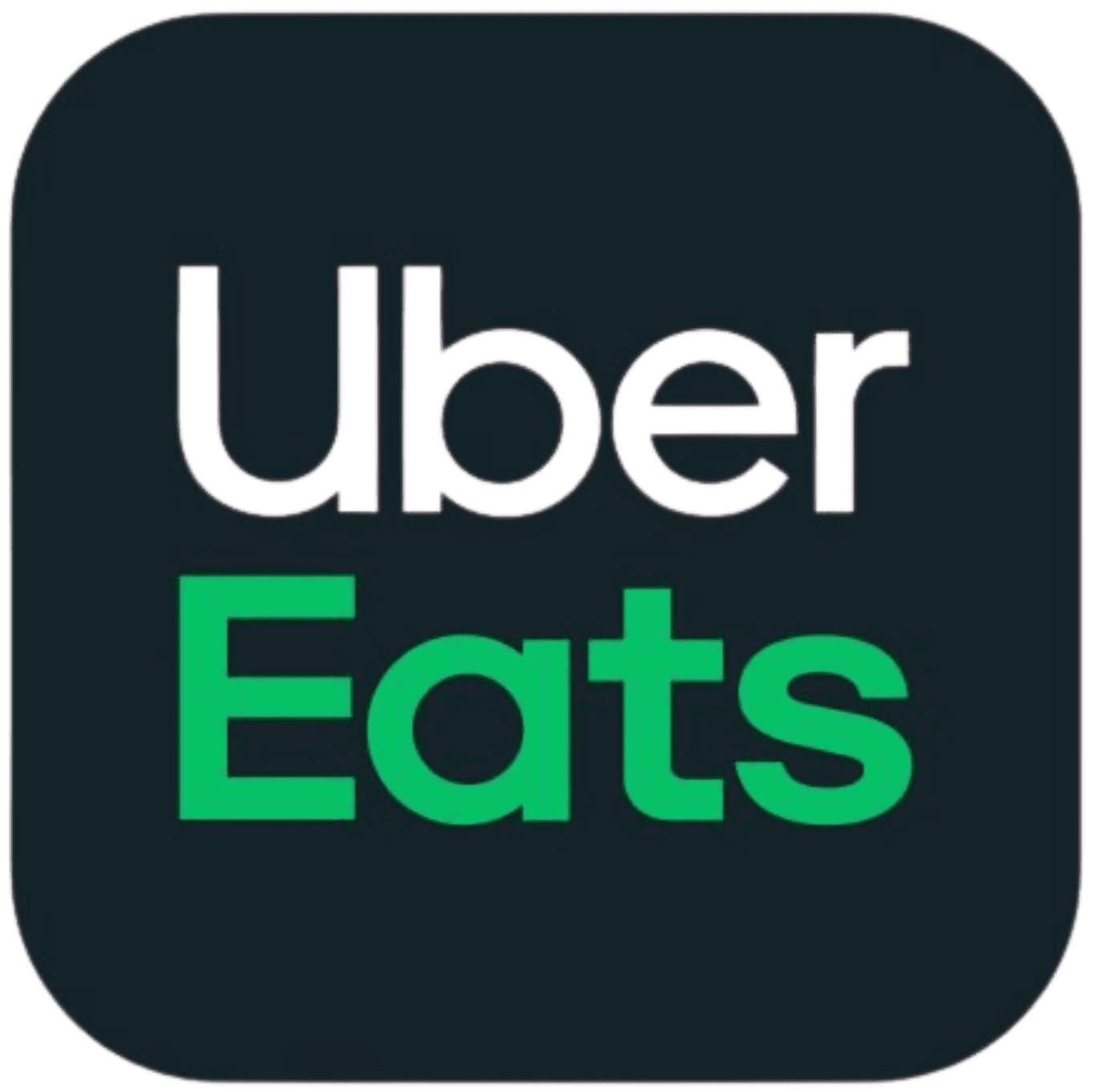 Uber Eats logo featuring the words "Uber" in gray and "Eats" in green, on a dark rounded square background.